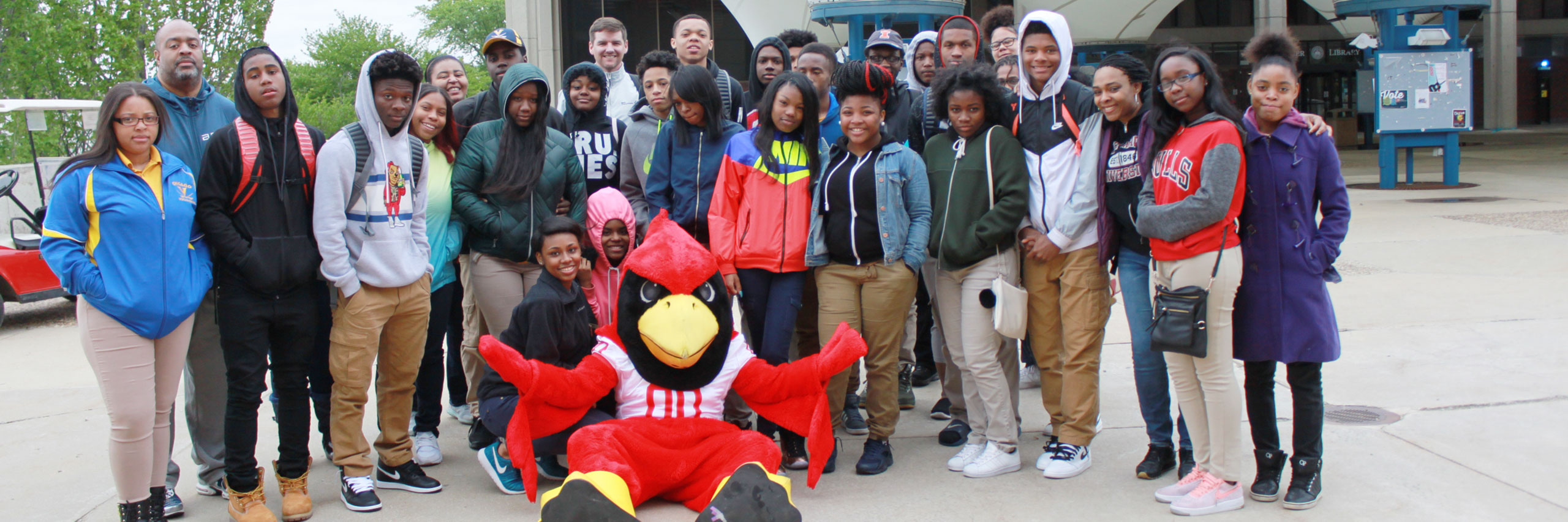 High school students posing with Reggie